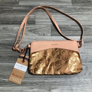 Pixi Mood Nicole Small Rose Gold Copper Lace Crossbody Purse